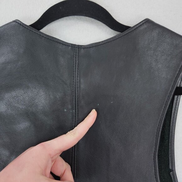 Mephisto Vest Womens Small Black Leather Lace Up Motorcycle Biker Open Front - Picture 10 of 11